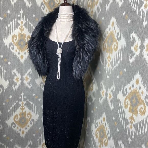 Ralph Lauren Black Luster Knit Sheath Dress - Picture 1 of 16